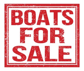 BOATS FOR SALE, text on red grungy stamp sign