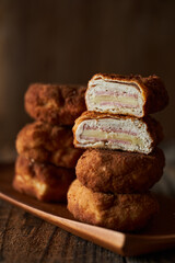 Cordon bleu on a wooden board