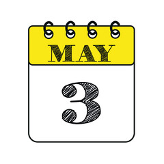 May 3 calendar icon. Vector illustration in flat style.