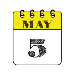 May 5 calendar icon. Vector illustration in flat style.