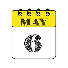 May 6 calendar icon. Vector illustration in flat style.
