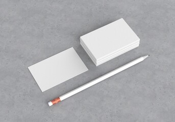 Business card mockup template for branding identity on a gray concrete background for graphic...