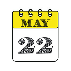 May 22 calendar icon. Vector illustration in flat style.