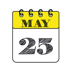 May 25 calendar icon. Vector illustration in flat style.