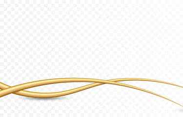 Vector gold lines png. Wavy lines on an isolated transparent background. Abstract golden lines. PNG.