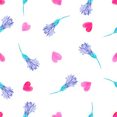 Violette bloemen, naadloos patroon. Aquarel illustratie, hand schilderen.