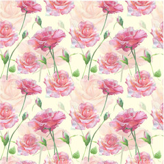 Watercolor pattern with roses -04