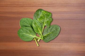 Fresh green spinach leaves. eco-friendly vegan style.