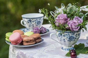 cup of coffee with flowers