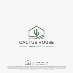 CACTUS HOUSE LOGO DESIGN VECTOR