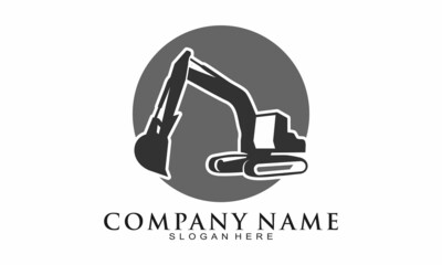 Simple excavator illustration icon logo