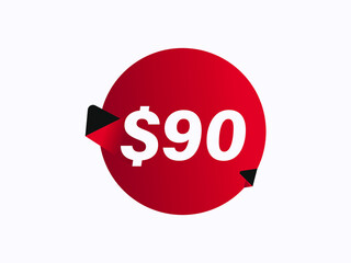 $90 USD sticker vector illustration