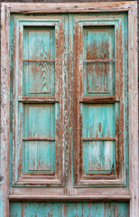 Locked window shutter in San Sebastian de La Gomera, the capital of the Canary Island of Gomera