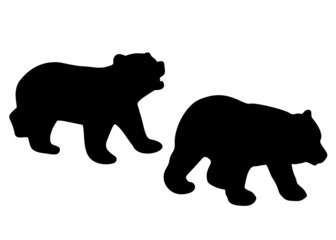 Wild bears in a set. Vector image.