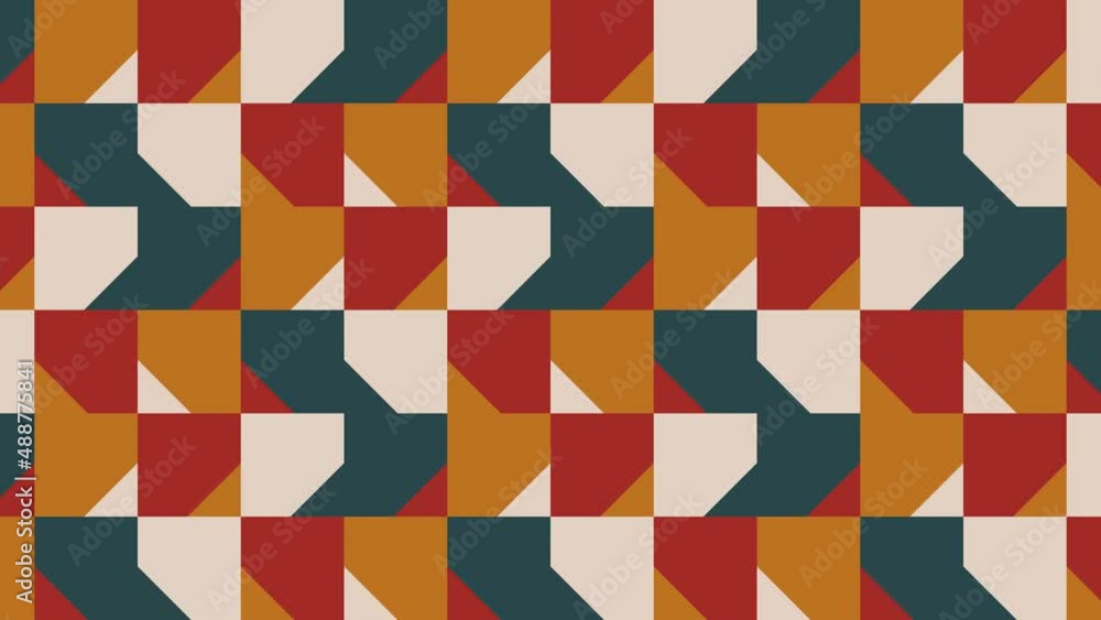 Poster abstract moving pattern with multicolor geometric shapes. motion graphic background in a flat design