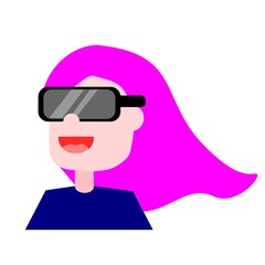 vector graphic illustration of girl use vr in colorful theme perfect for metaverse illustration, technology, etc.