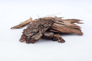 Arjun Chhal, Terminalia Arjuna Bark over isolated white background