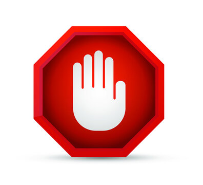 Hand blocking stop sign glossy. Vector illustration. EPS 10.