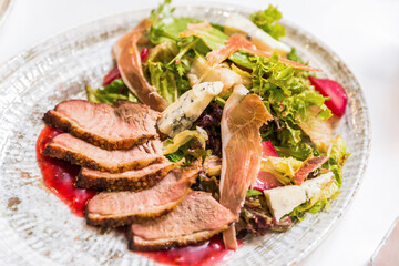grilled meat with vegetables