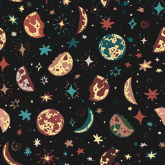moon space seeamless vector pattern © GooseFrol