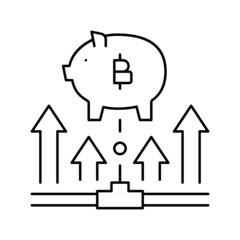 fundraising digital coin ico line icon vector illustration