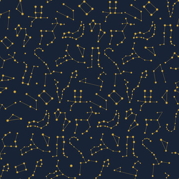 stars on the sky astrology signs vector seamless pattern 