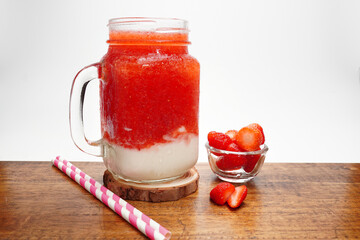 Strawberry Smoothie with Yogurt healthy drink white background