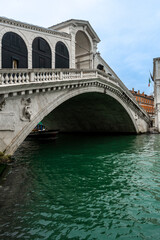 Rialto bridge on Grand Canal in Venice.