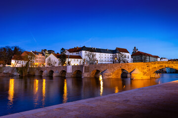 Obraz premium The oldest stone bridge in central Europe, Pisek city, Czechia