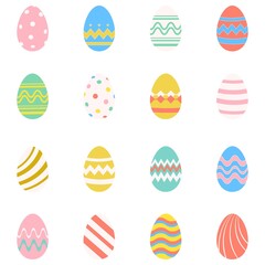 Set of easter eggs flat