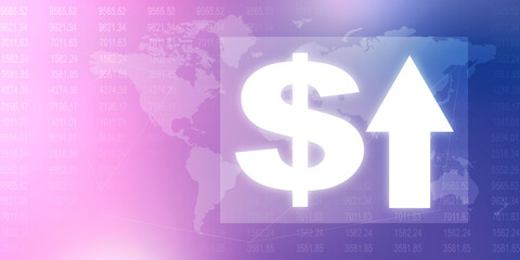 2d render Dollar rises arrow
