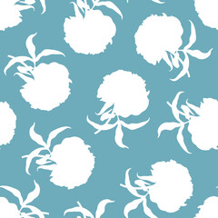 seamless pattern with silhouettes of peonies