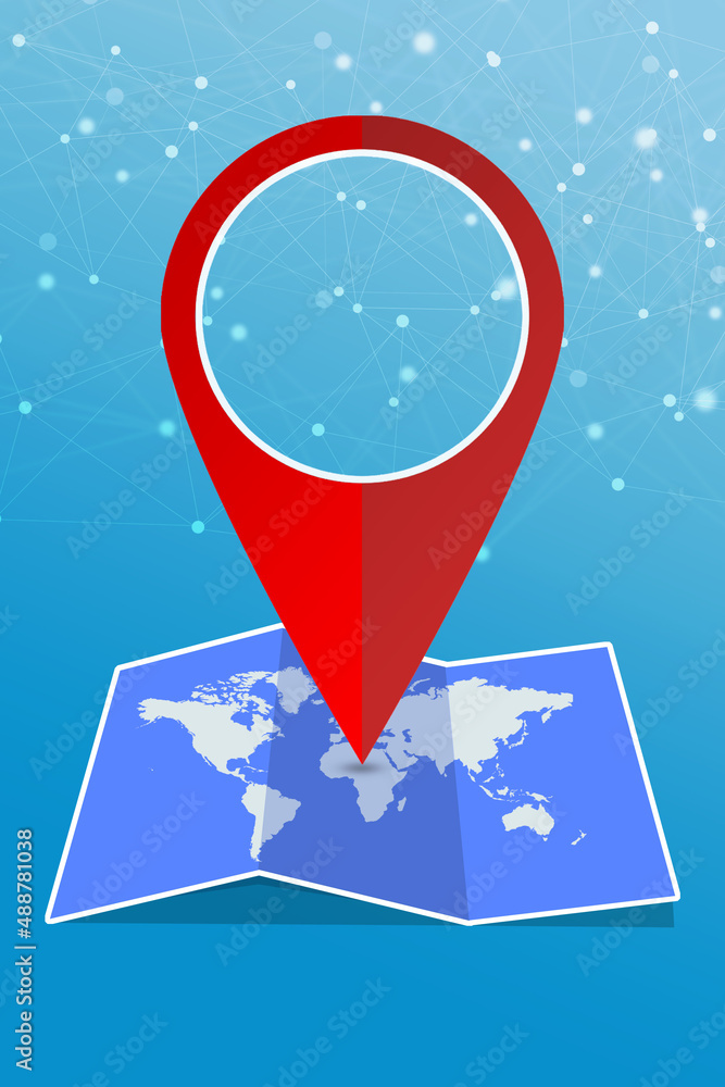 Poster 2d rendering red map pointer