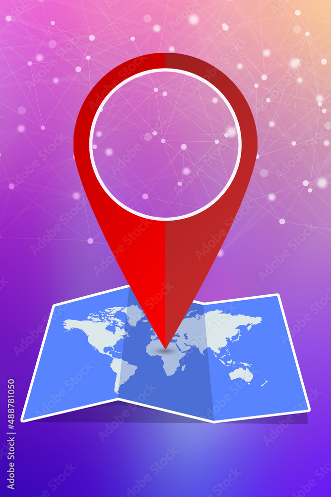 Poster 2d rendering red map pointer