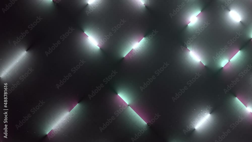 Leinwandbilder movement of fluorescent lamps on dark concrete surface 3d render loop animation