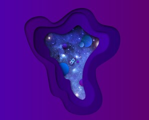 Space theme, space background,planets and stars,rocket in space, atmosphere.