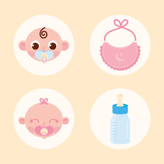 babies bottle and bib