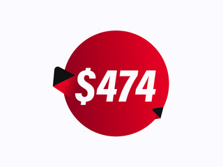 $474 USD sticker vector illustration