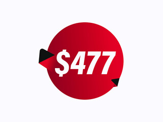 $477 USD sticker vector illustration