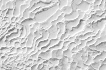 White texture of Pamukkale calcium travertine in Turkey, abstract pattern of close-up