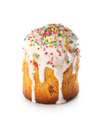 Sweet Easter cake on white background