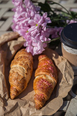 croissant on a wooden table