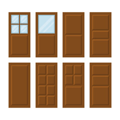 House Entrances Doors Set on White Background. Vector