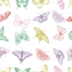 Seamless pattern with butterflies. Vector design.