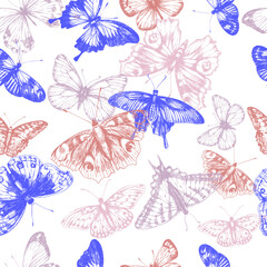 Seamless pattern with butterflies. Vector design.