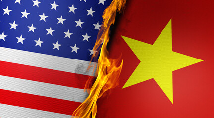 Burning American and Vietnamese Flags are Paired Together