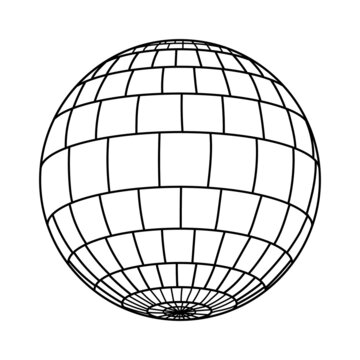 Disco ball. Ball for parties. Mirror ball. Coloring. Black and white vector image.