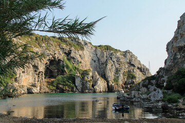 Small beach called Cales Coves in Menorca