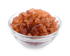 Brown Rock Sugar isolated on white background.