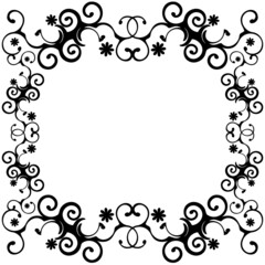 高級感のあるオーナメントのフレーム　正方形　ブラックフラワー